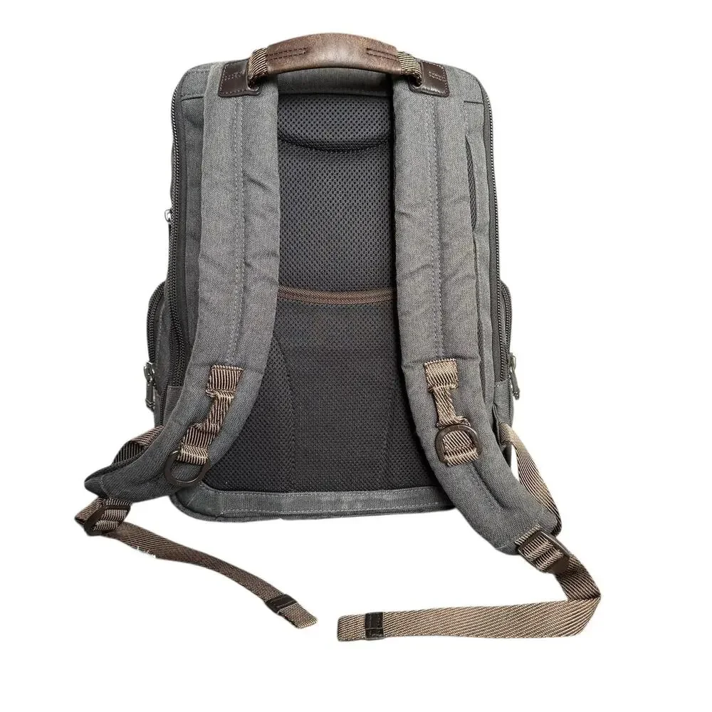 Tumi Gray Nylon Laptop Backpack Men One Size Multi Pocket Travel Bag Daypack